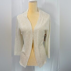 New Alexandra + Oak Women's Size Small Beige Knit Cardigan Sweater 3/5 sleeves